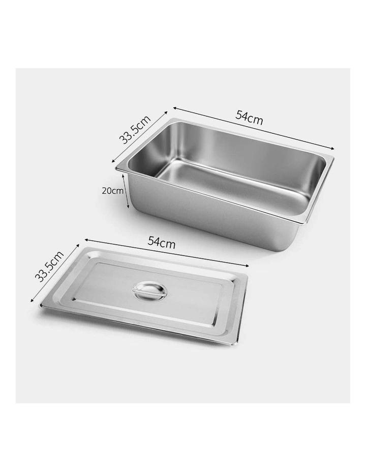 SOGA 2 Pack Stainless Steel Gastronorm Pans 1/1 200mm Deep with Lids image 2