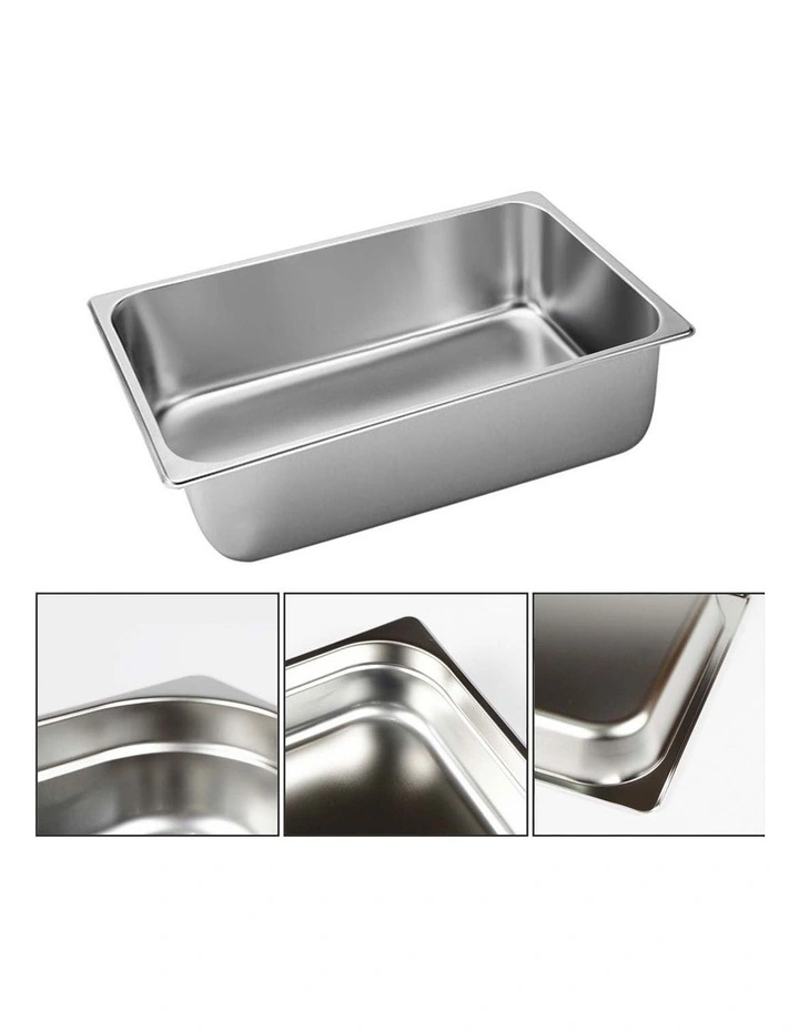 SOGA 2 Pack Stainless Steel Gastronorm Pans 1/1 200mm Deep with Lids image 3