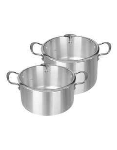 SOGA 2 Piece 26cm and 30cm Tri-Ply Stainless Steel Induction Casserole Pot Set with Lids