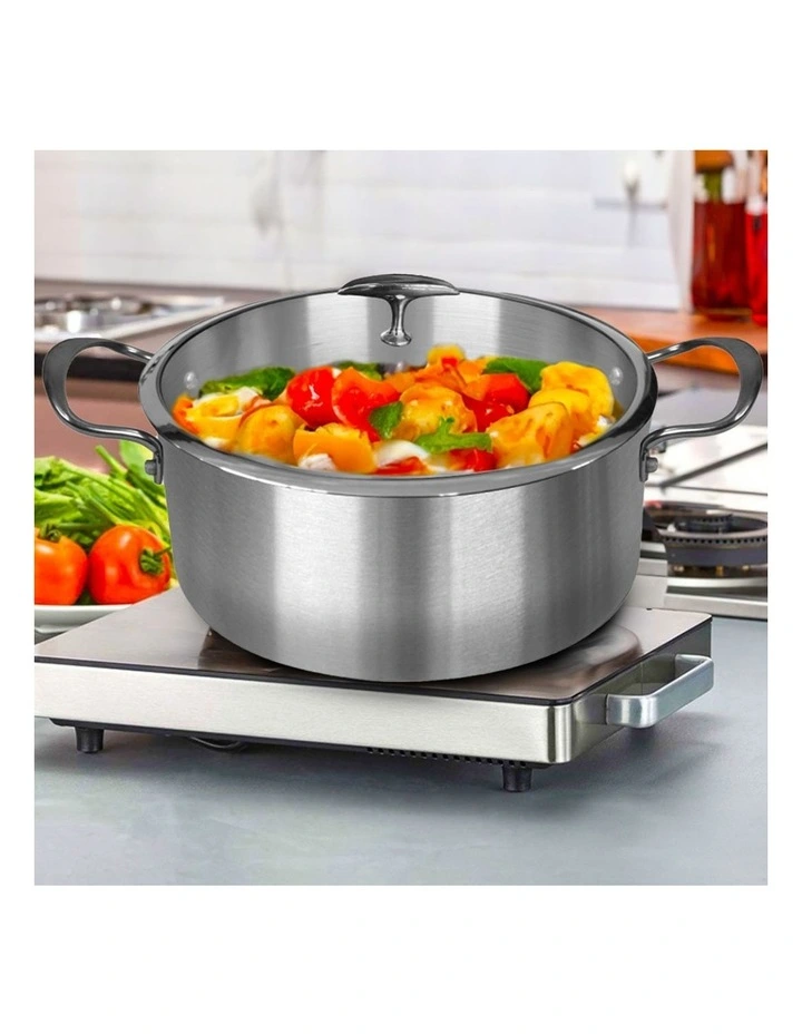 SOGA 2 Piece 26cm and 30cm Tri-Ply Stainless Steel Induction Casserole Pot Set with Lids image 3