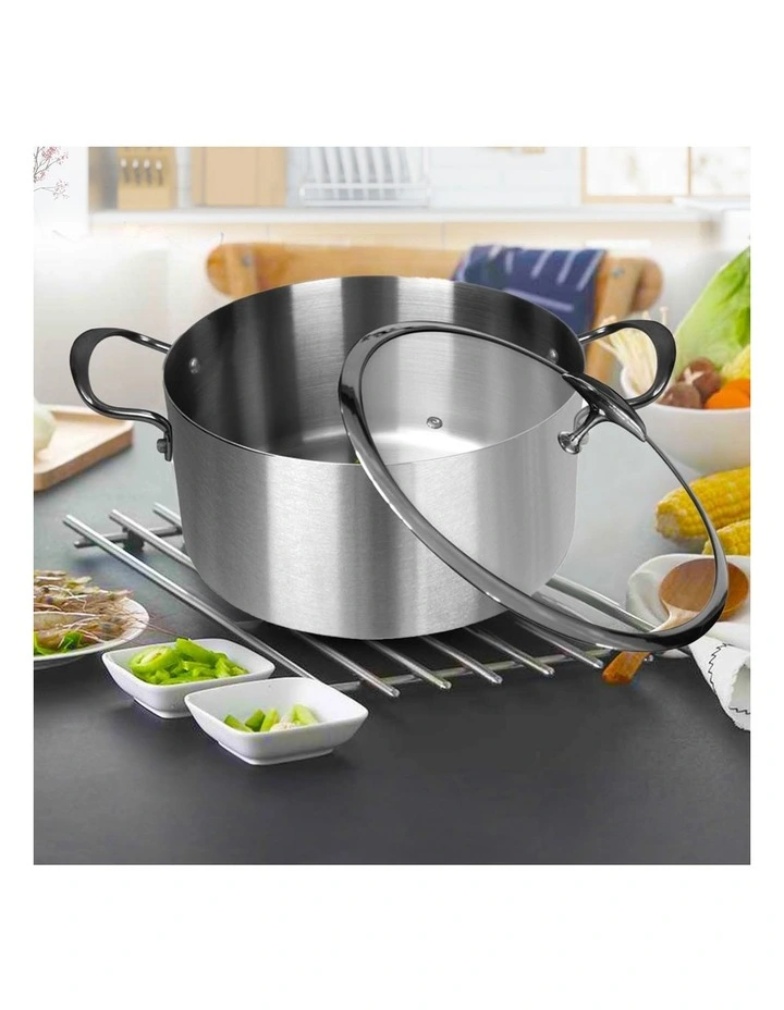SOGA 2 Piece 26cm and 30cm Tri-Ply Stainless Steel Induction Casserole Pot Set with Lids image 4