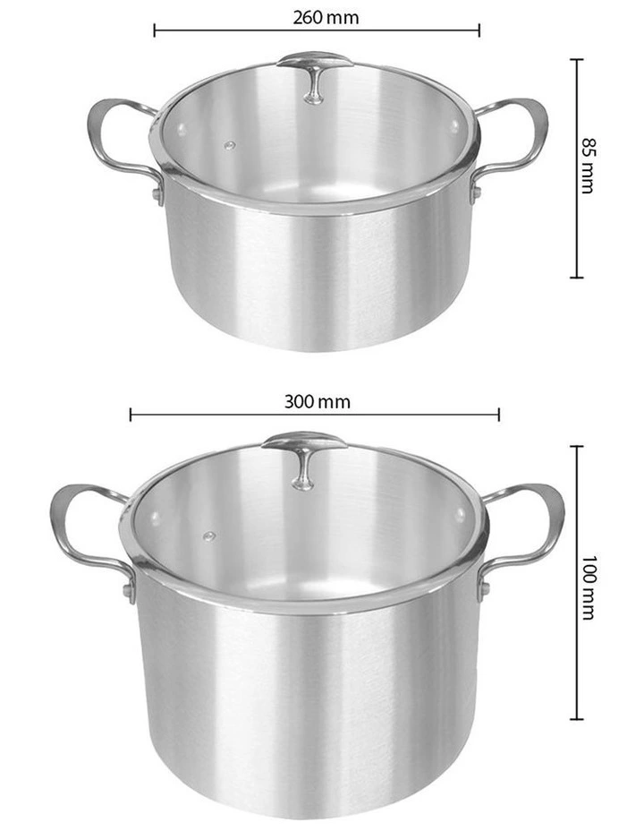 SOGA 2 Piece 26cm and 30cm Tri-Ply Stainless Steel Induction Casserole Pot Set with Lids image 6