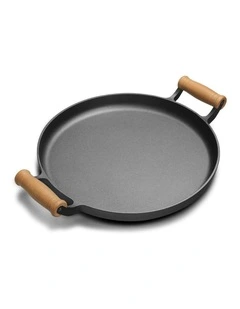 SOGA Cast Iron Frying Pan Skillet Sizzle Platter 35cm