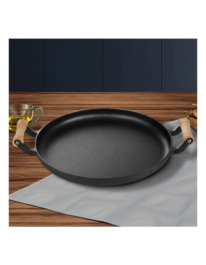 SOGA Cast Iron Frying Pan Skillet Sizzle Platter 35cm image 3