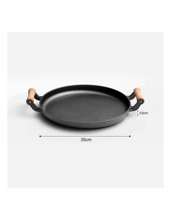 SOGA Cast Iron Frying Pan Skillet Sizzle Platter 35cm image 4