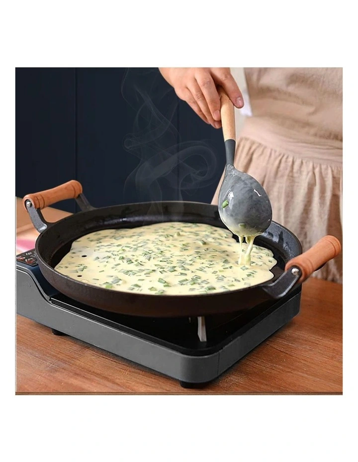 SOGA Cast Iron Frying Pan Skillet Sizzle Platter 35cm image 5
