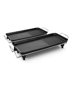 SOGA 2 Piece 48cm and 68cm Electric Non-Stick BBQ Grill Plate Set