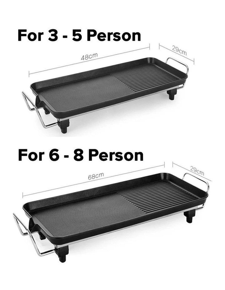 SOGA 2 Piece 48cm and 68cm Electric Non-Stick BBQ Grill Plate Set image 2
