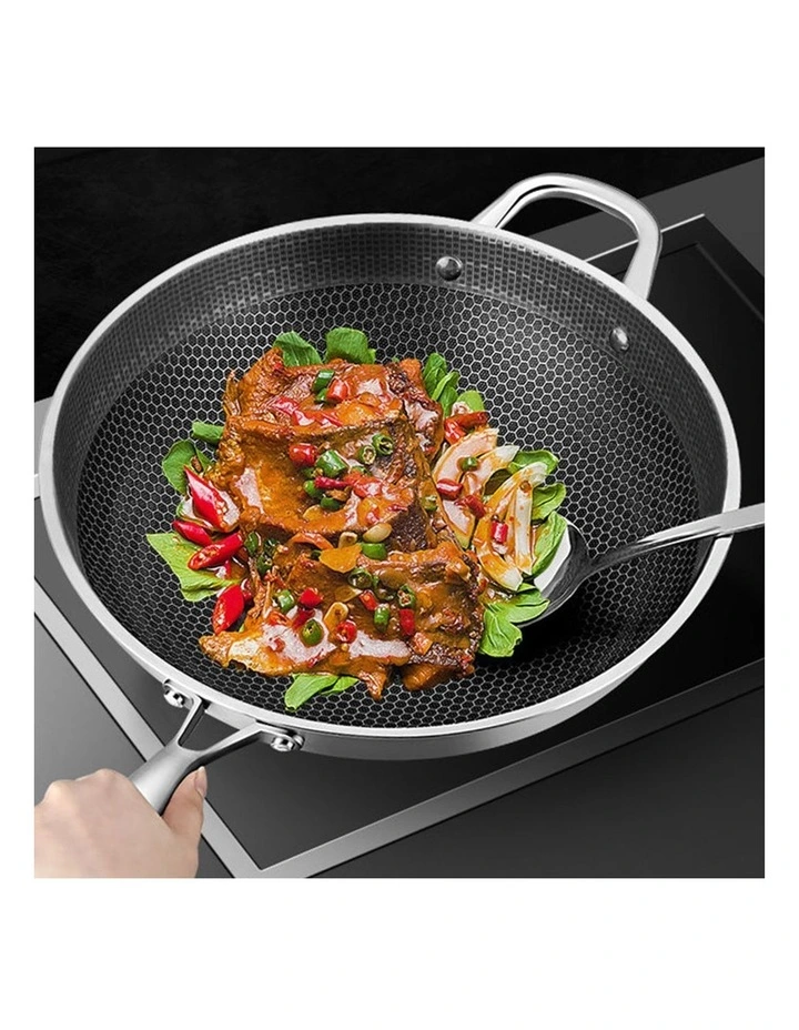 SOGA 32cm Tri-Ply Stainless Steel Nonstick Fry Pan w/ Glass Lid image 4
