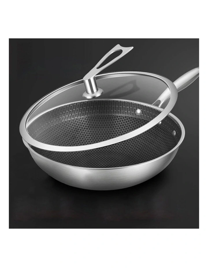 SOGA 32cm Tri-Ply Stainless Steel Nonstick Fry Pan w/ Glass Lid image 5