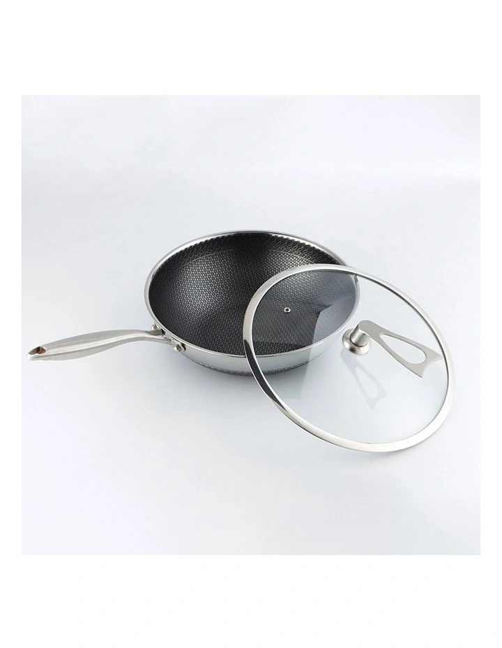 SOGA 32cm Tri-Ply Stainless Steel Nonstick Fry Pan w/ Glass Lid image 6