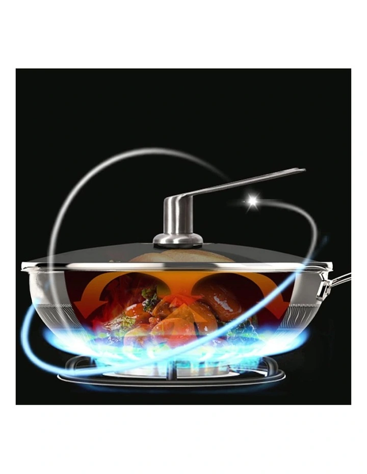 SOGA 32cm Tri-Ply Stainless Steel Nonstick Fry Pan w/ Glass Lid image 7