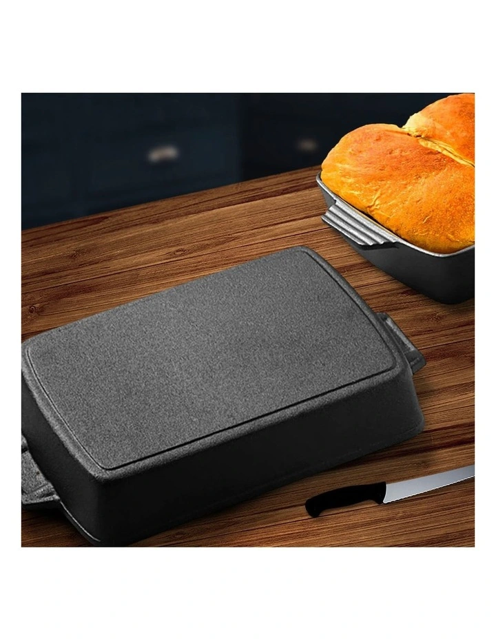 SOGA 2X 38cm Cast Iron Rectangular Baking Dish Roasting Pan image 3