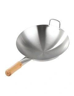 SOGA Stainless Steel Cooking Wok 36cm Wood Handle