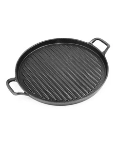 SOGA Ribbed Cast Iron Frying Pan 30cm