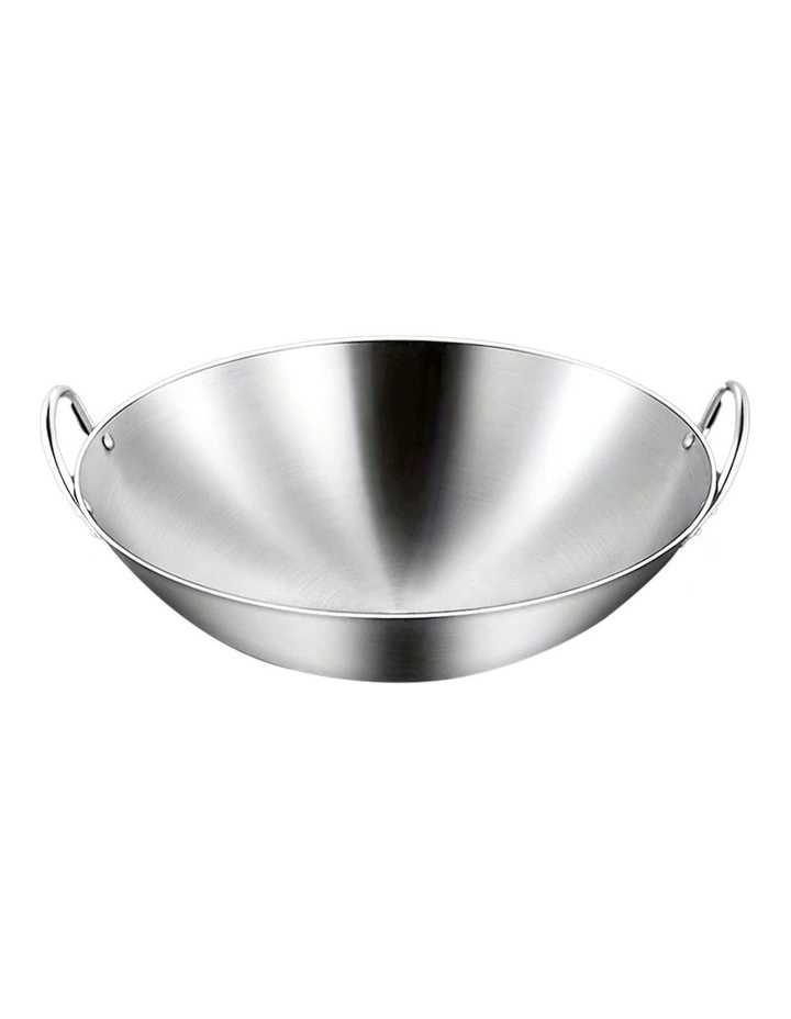 SOGA Stainless Steel Cooking Wok 55cm 2 Handles image 1