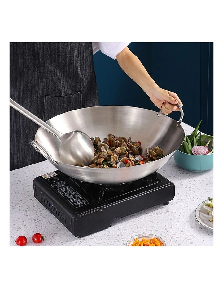 SOGA Stainless Steel Cooking Wok 55cm 2 Handles image 3