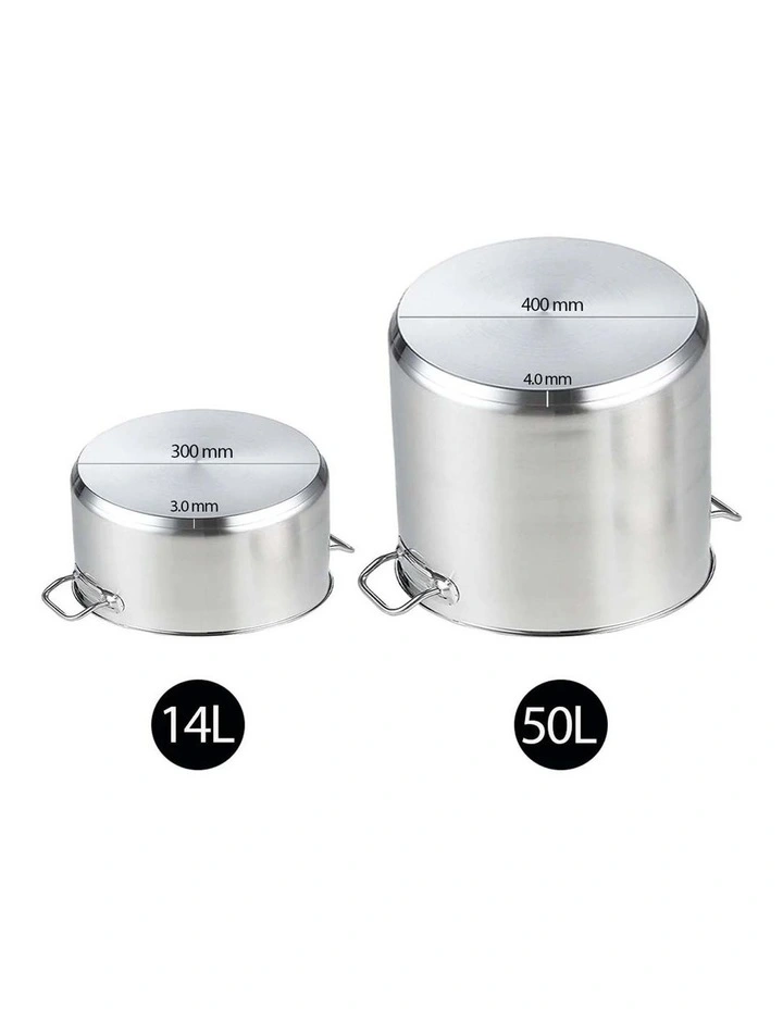 SOGA 18/10 Stainless Steel Stock Pot Set 17L & 50L image 5
