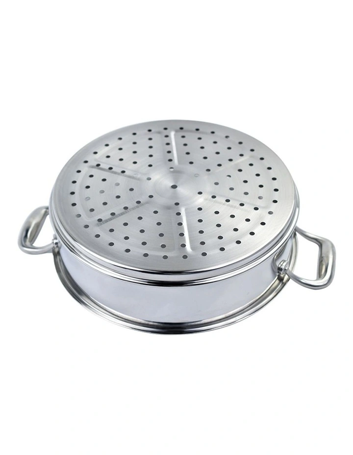 SOGA 3 Tier 28cm Stainless Steel Food Steamer Pot Set Glass Lid image 4