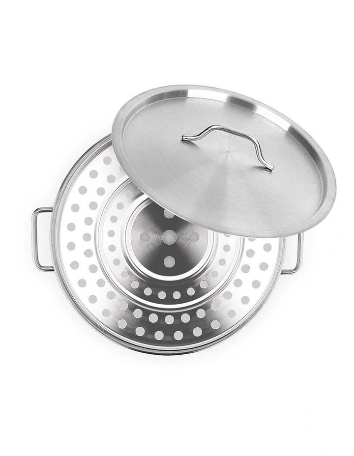 SOGA Stainless Steel 33L Stock Pot with Double Steamer Rack Insert image 4
