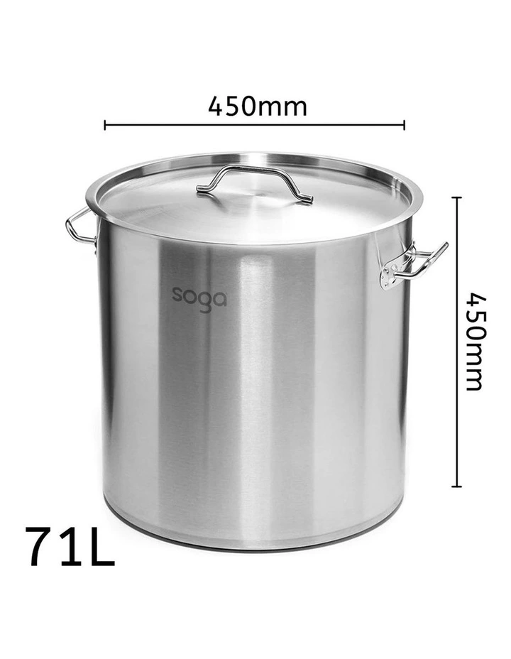 SOGA 18/10 Stainless Steel 45cm 71L Stock Pot image 3
