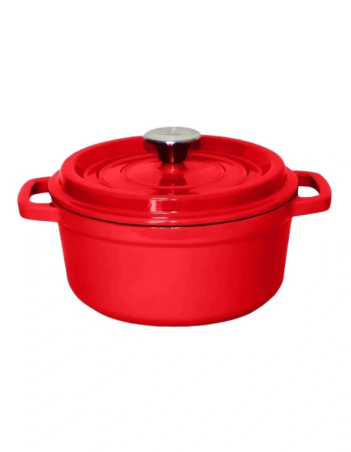 SOGA 24cm Red Enamel Cast Iron Casserole Pot with Lid 3.6L image 1