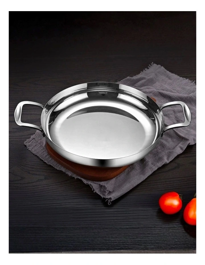 SOGA 28cm Seafood Dry Pot Silver Stainless Steel Flat Base image 2