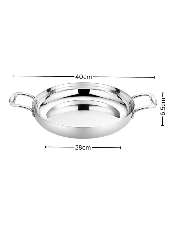 SOGA 28cm Seafood Dry Pot Silver Stainless Steel Flat Base image 6