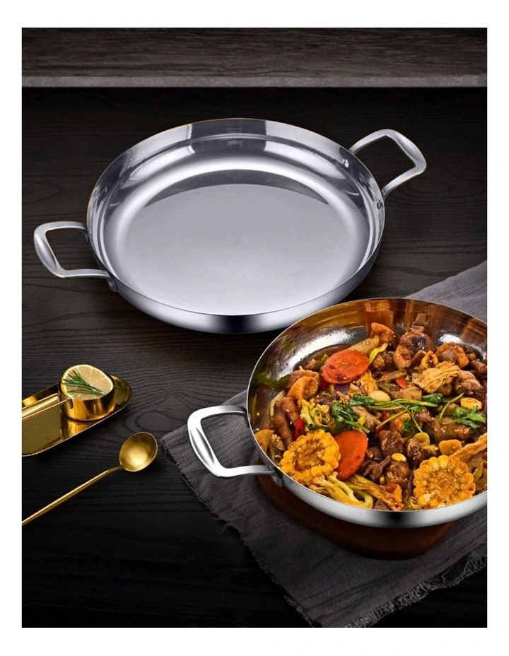 SOGA 28cm Seafood Dry Pot Silver Stainless Steel Flat Base image 7