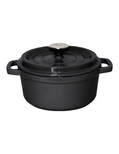 SOGA 24cm Black Enamel Cast Iron Casserole Pot with Lid 3.6L