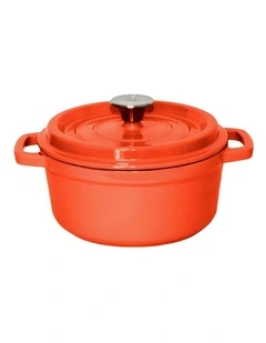 SOGA 26cm Orange Enamel Cast Iron Casserole Pot with Lid 5L