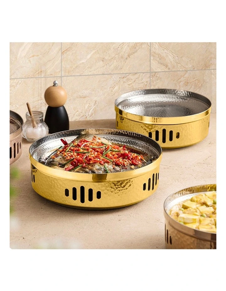 SOGA 26cm Hammered Dry Pot Gold Stainless Steel image 2