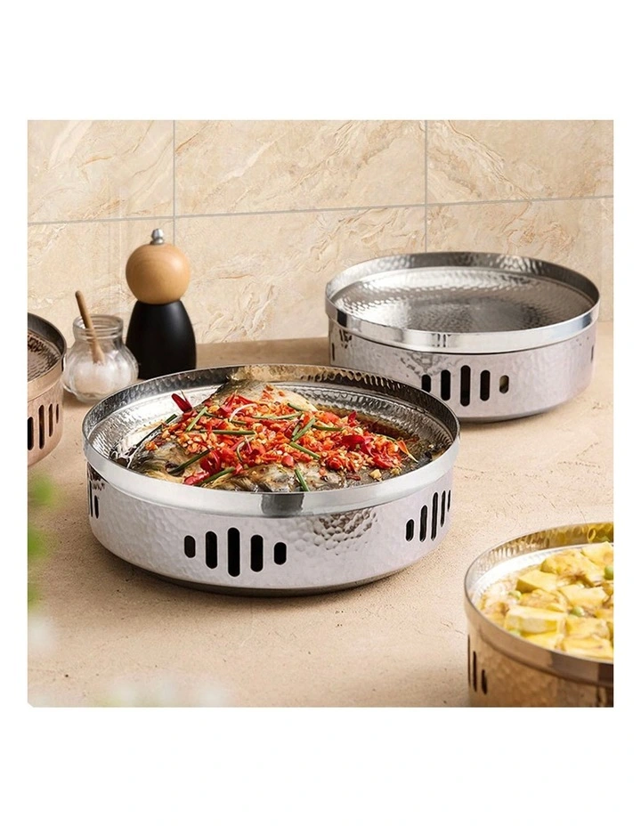 SOGA 28cm Hammered Dry Pot Silver Stainless Steel image 2