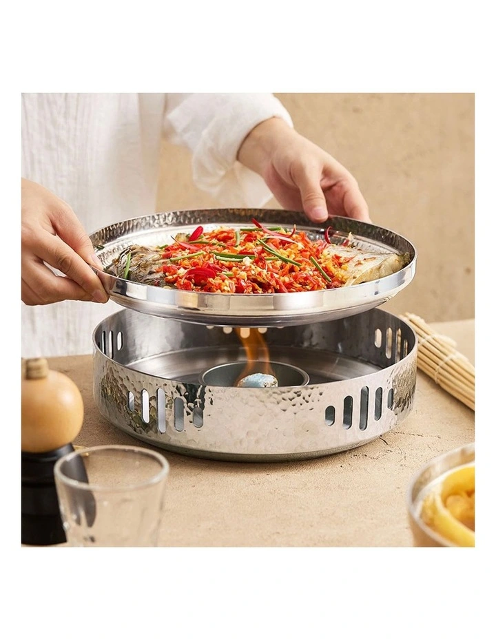 SOGA 28cm Hammered Dry Pot Silver Stainless Steel image 3