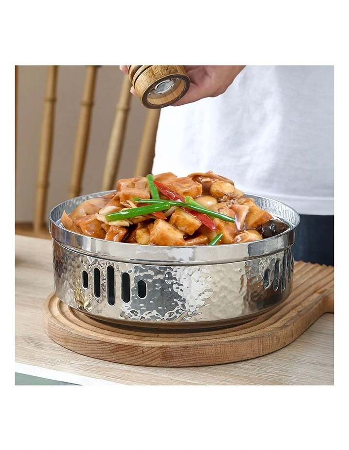 SOGA 28cm Hammered Dry Pot Silver Stainless Steel image 5