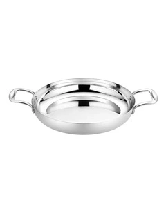 SOGA 36cm Seafood Dry Pot Silver Stainless Steel Flat Base