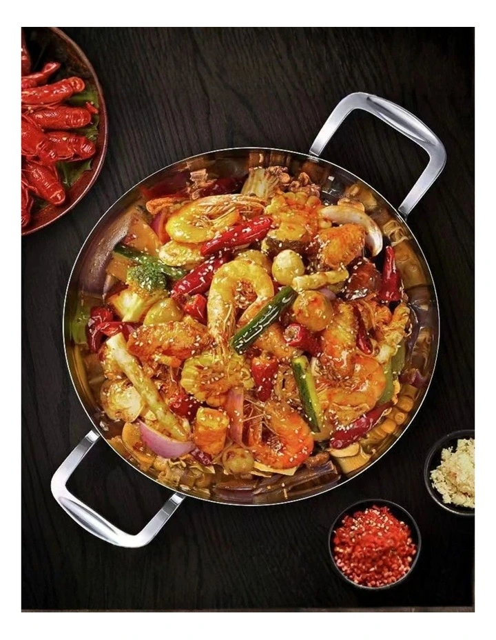 SOGA 36cm Seafood Dry Pot Silver Stainless Steel Flat Base image 4