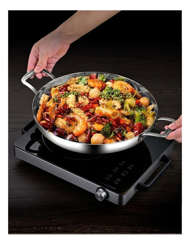 SOGA 36cm Seafood Dry Pot Silver Stainless Steel Flat Base image 5