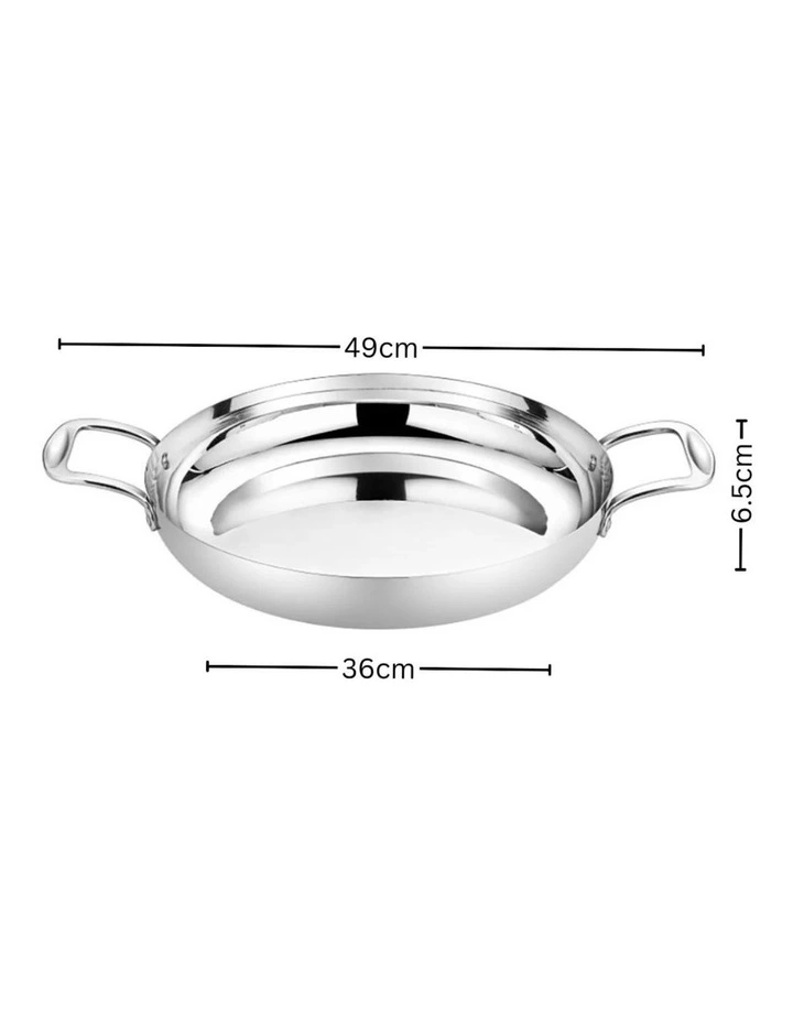 SOGA 36cm Seafood Dry Pot Silver Stainless Steel Flat Base image 6