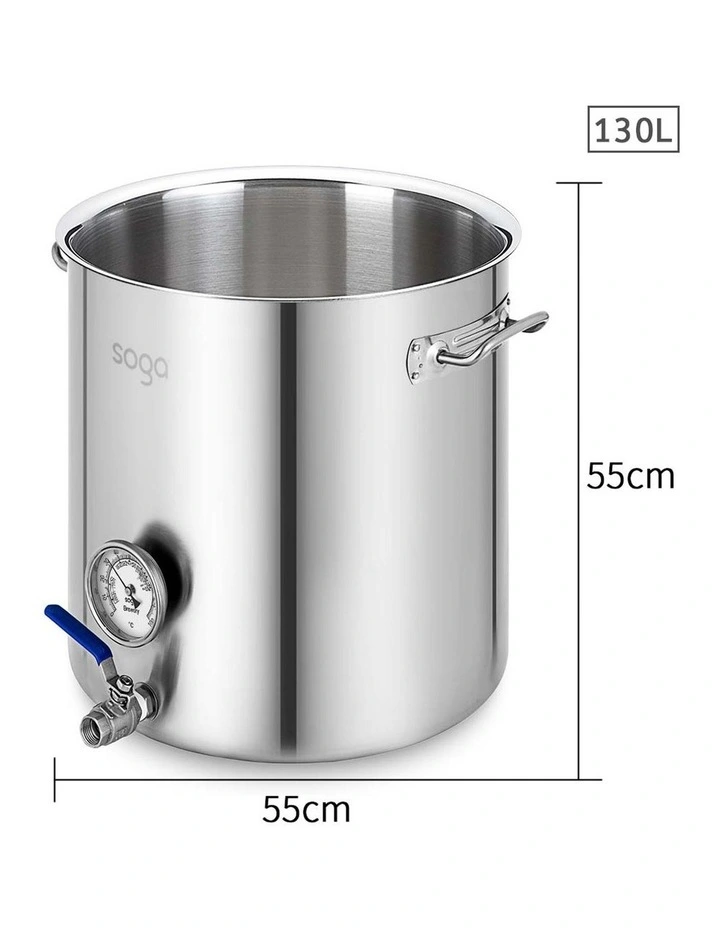 SOGA Stainless Steel Brewery Pot with Beer Valve No Lid 130L image 2