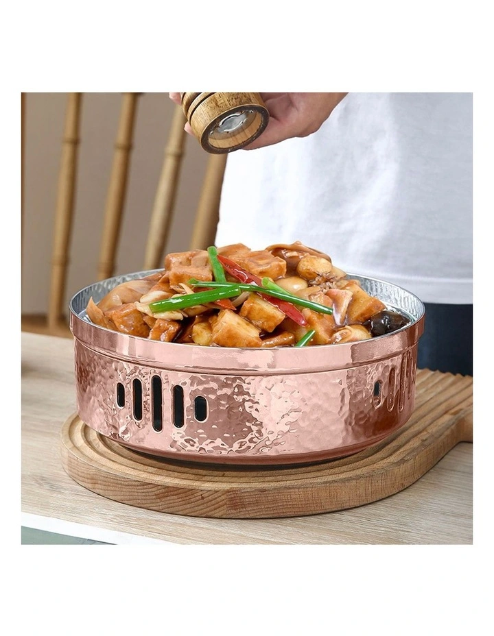 SOGA 26cm Hammered Dry Pot Rose Pink Stainless Steel image 4