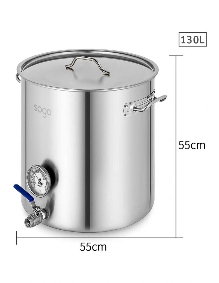 SOGA Stainless Steel Brewery Pot with Beer Valve 130L image 2