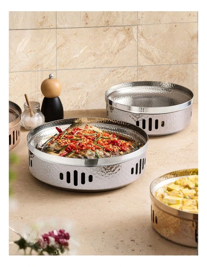 SOGA 26cm Hammered Dry Pot Silver Stainless Steel image 2
