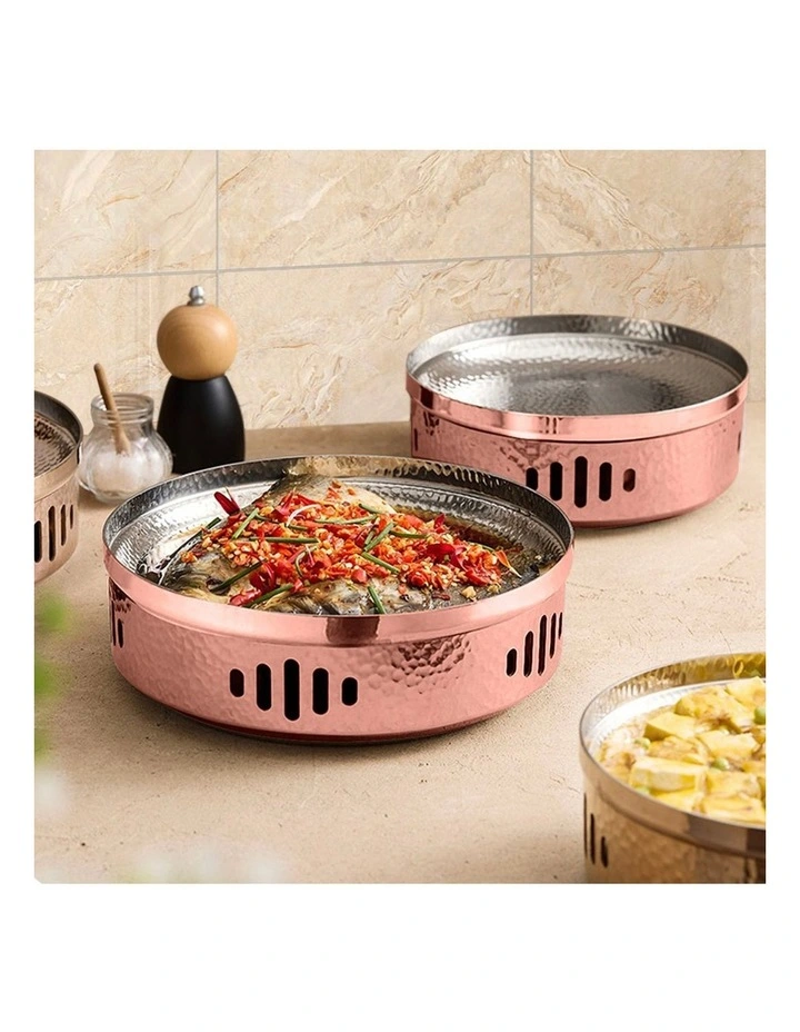 SOGA 26cm Hammered Dry Pot Rose Gold Stainless Steel image 2