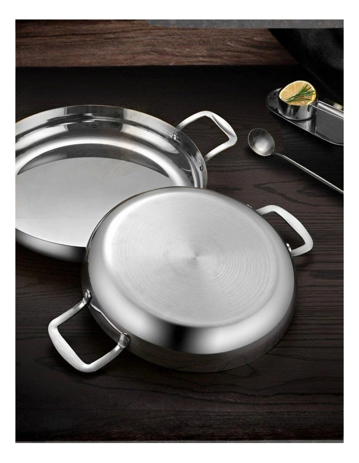 SOGA 32cm Seafood Dry Pot Silver Stainless Steel Flat Base image 4