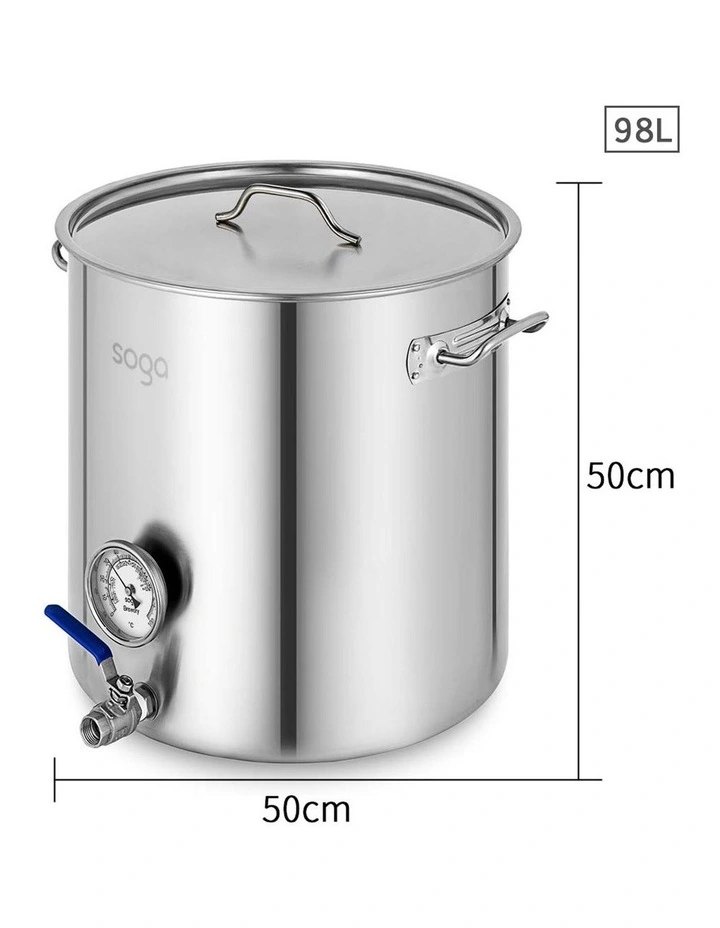 SOGA Stainless Steel Brewery Pot with Beer Valve 98L image 2