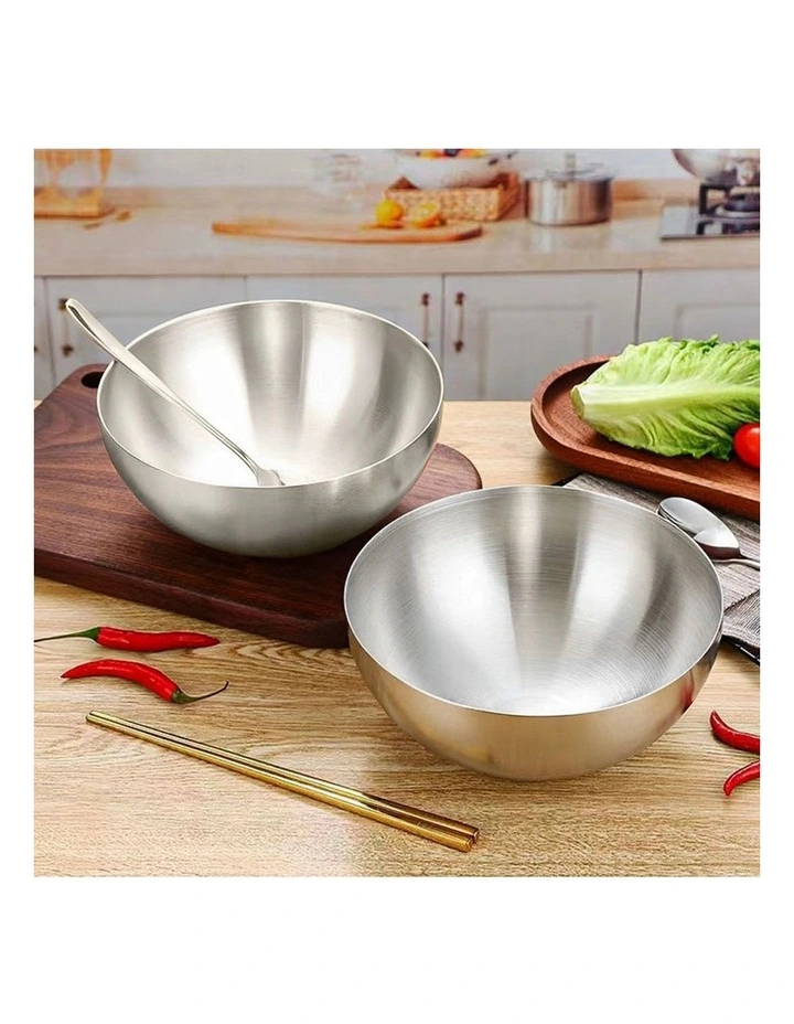 SOGA 20cm Salad Bowl Silver Stainless Steel image 2