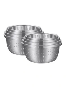 SOGA 2X 4pc Stainless Steel Colander Bowl Strainer Nesting Basin Set