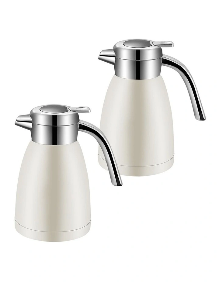SOGA 2X 1.8L Stainless Steel Insulated Vacuum Flask Thermal Jug White image 1