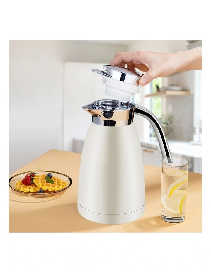 SOGA 2X 1.8L Stainless Steel Insulated Vacuum Flask Thermal Jug White image 4